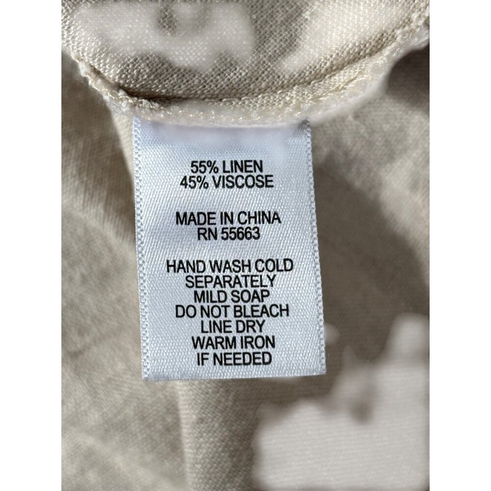 ForCynthia Sleeveless Shirt Dress Linen Blend Button-Up Smocked Pockets Size L - Picture 8 of 8